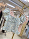 Embroider Puff Short Sleeves Crop Tops